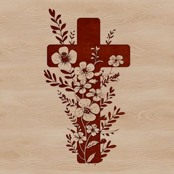 A traditional symbol of faith, this intricately designed cross features floral motifs.