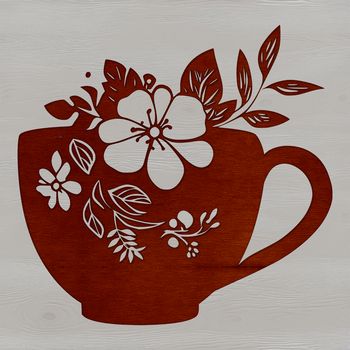 A simple cup design with a floral pattern, suitable for DIY projects.