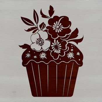A colorful cupcake decorated with intricate floral patterns, suitable for various design projects.