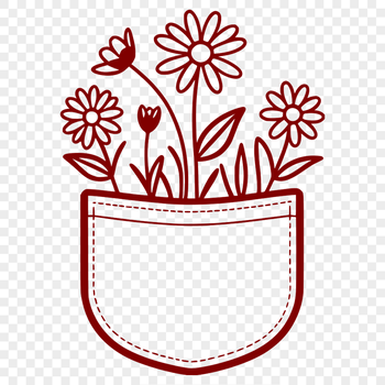 A stylized vector illustration of a floral pocket with intricate details.