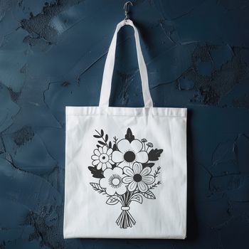 A stylized bouquet of flowers with varied petal shapes and colors.