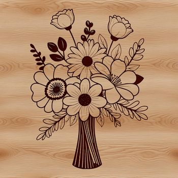A vector design featuring a bouquet of flowers with various petal and stem styles.