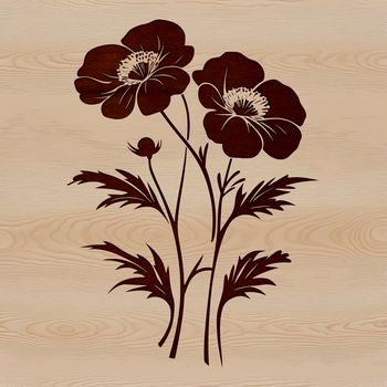 A single wild flower with petals and center details in a realistic style.