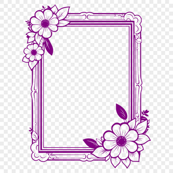 A digital frame design with intricate floral details, suitable for vector art and cutting machine projects.