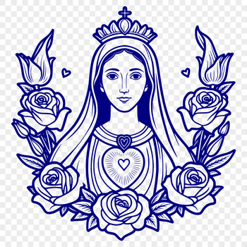 SVG image of a stylized floral pattern featuring an Immaculate Heart icon.