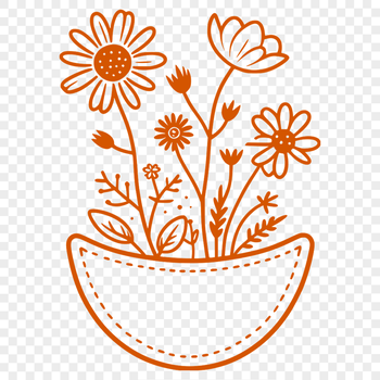 Floral design with a flower pattern in a pocket shape, suitable for vector editing.
