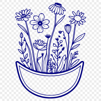 A floral design featuring a stylized flower pocket, ideal for craft projects and digital editing.