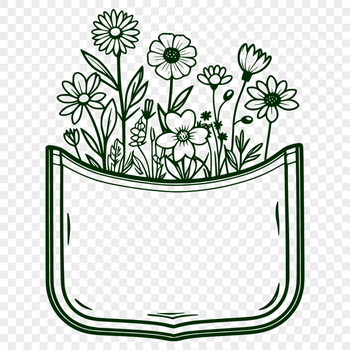 Vector illustration of a delicate floral pocket design, suitable for digital crafting and cutting machine projects.