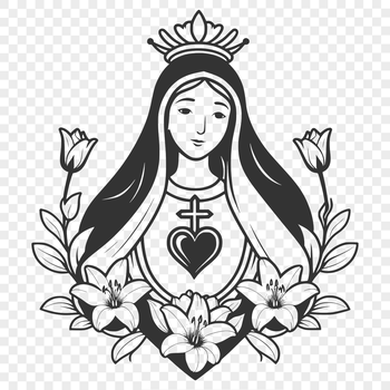 A stylized, floral-patterned representation of the Immaculate Heart, suitable for various design applications.