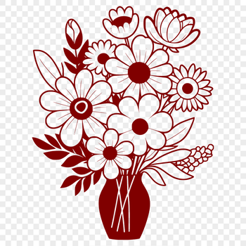 A stylized bouquet of flowers with varying sizes and shapes, ideal for vector art designs.
