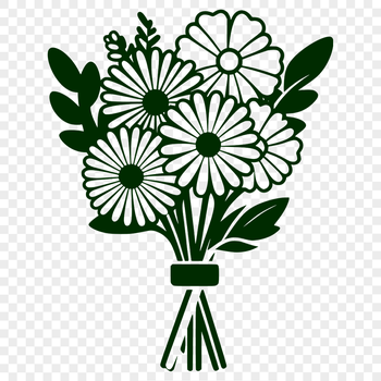 A colorful bouquet of flowers in various shapes and sizes.