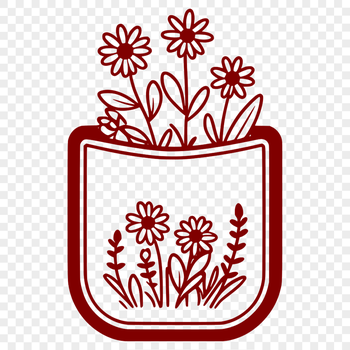 A floral-inspired pocket design featuring a stylized wild flower motif in vector format.
