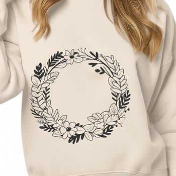 A floral wreath design suitable for vector art projects, including Cricut and laser cutter templates.