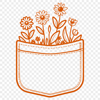 A vector illustration of a whimsical flower pocket motif suitable for various applications.