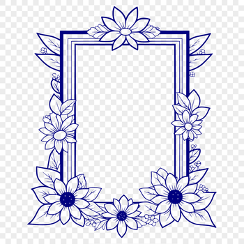 A simple floral frame design suitable for vector art and cutting machine templates.