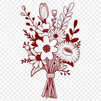 Floral arrangement of mixed flowers in a bouquet design suitable for vector art projects