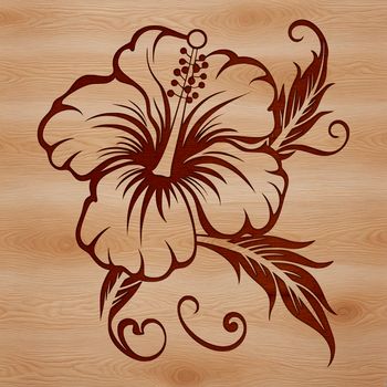 A digital representation of a blooming hibiscus plant, ideal for use in gardening-themed graphics and designs.