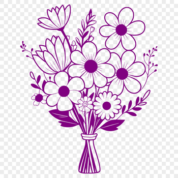 A bouquet of colorful flowers in various shapes and sizes, perfect for crafting or designing with a cutting machine.