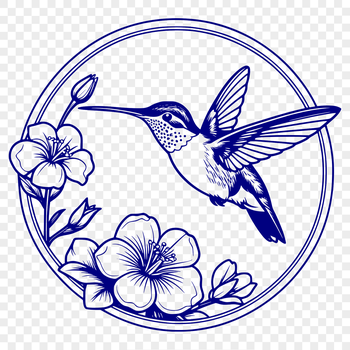 A colorful illustration of a hummingbird perched on a floral branch, created as a vector graphic for digital design projects.