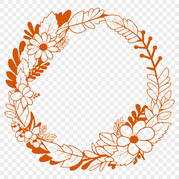 An editable SVG template featuring a decorative wreath made up of intricate flowers and foliage.