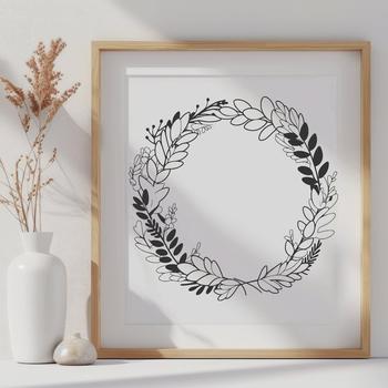 A floral wreath design created as an editable vector graphic, suitable for various uses including digital projects.