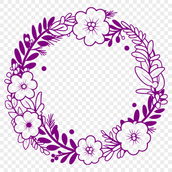 A stylized floral wreath made from vector shapes, suitable for digital designs and cutting machine projects.