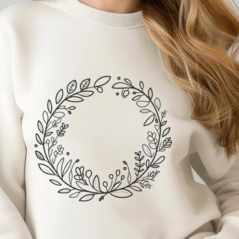 A stylized floral wreath designed as vector art for crafting and design projects.