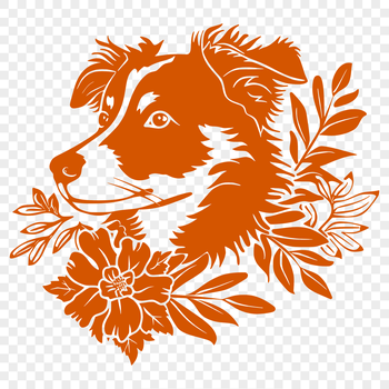 A high-quality illustration of a breed-specific dog with distinctive markings and coat pattern.