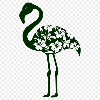 A detailed illustration of a flamingo in its natural habitat, highlighting its distinctive physical features.