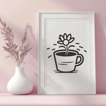 Floral Cup In DXF - Free Download