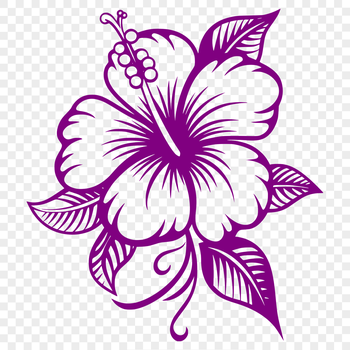 A high-resolution floral design of a hibiscus flower, suitable for vector art and cutting machine projects.
