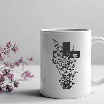 Floral Crucifix SVG, PNG, PDF And DXF Files