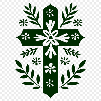 A traditional religious icon featuring a cross with intricate details.