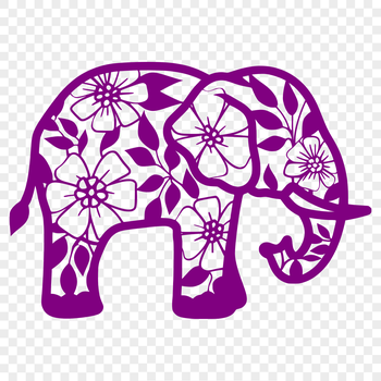 An ornate depiction of a full-body elephant, suitable for various designs and projects requiring a vector animal icon.