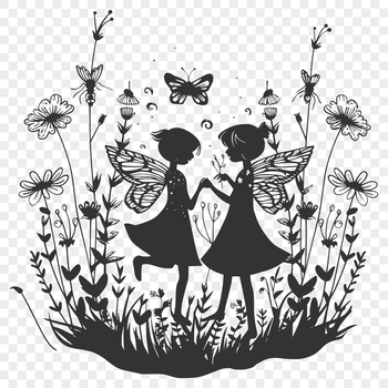 A full-body silhouette of a mythical creature from a fairy tale, surrounded by floral elements.