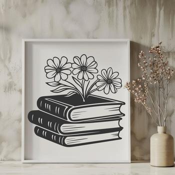 A stylized illustration of a book with floral details, suitable for educational purposes.