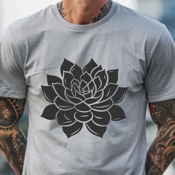 An intricately designed vector graphic of a cacti succulent in a modern floral style.