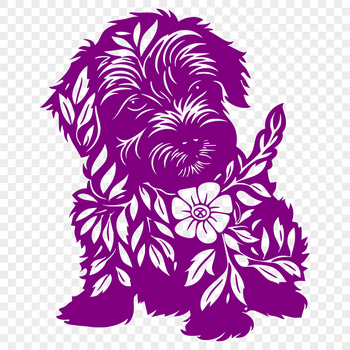 Close-up illustration of a Havanese dog sitting on its hind legs.