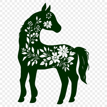A detailed illustration of a full-body horse with intricate details.