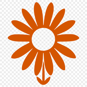 A simple line drawing of a sunflower with large petals and tall stem.