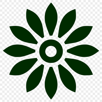 A simple line drawing illustration of a sunflower in bloom.