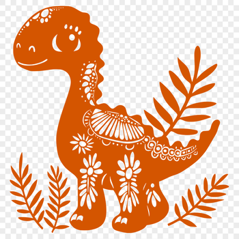 Floral Dinosaur Vector Drawing