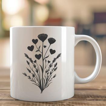 A colorful illustration of a single wild flower with subtle heart details.