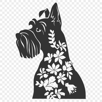 An illustration of a small breed dog with a distinctive beard, suitable for vector design projects.