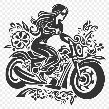A stylized vector design of a motorcycle with ornate floral patterns.