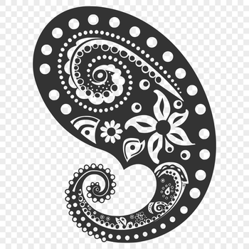 Ornate floral pattern featuring a stylized paisley shape with intricate details.