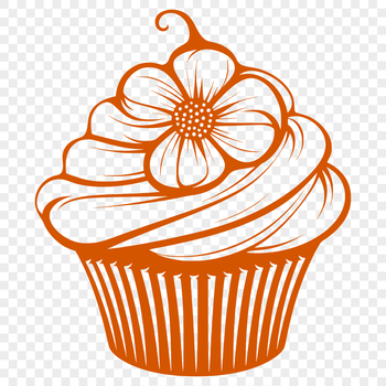 Floral patterned cupcake design in vector format.