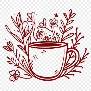 A simple design of a coffee cup with floral patterns