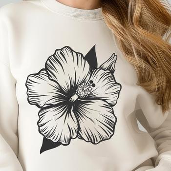 A detailed illustration of a hibiscus flower in bloom, suitable for vector graphics and digital art projects.