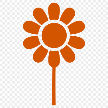 A simple illustration of a sunflower with large petals and a prominent center, suitable for gardening or floral designs.